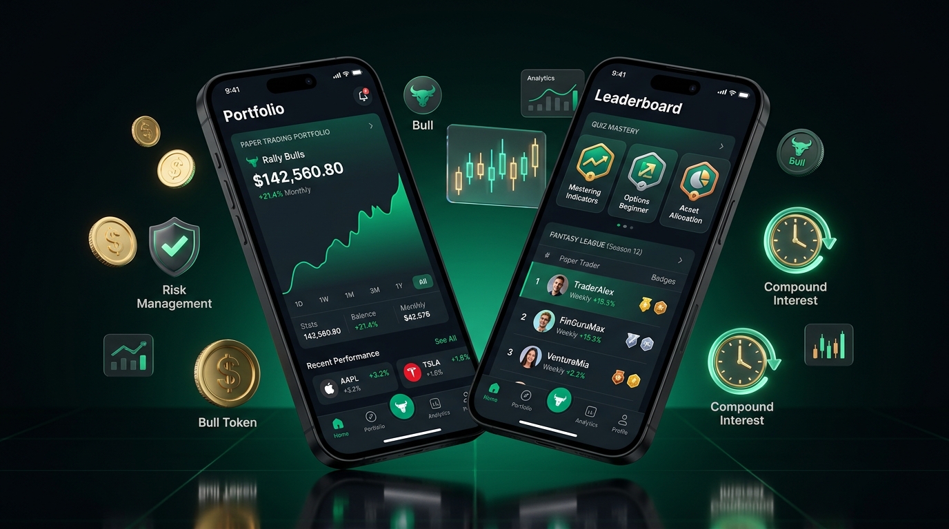 Simulated trading interface for practicing market decisions in a risk-free environment